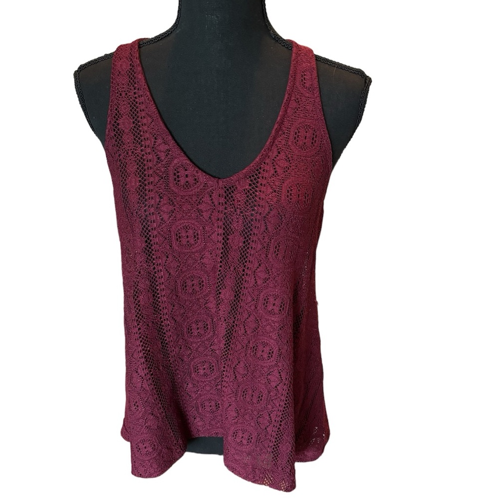 American Eagle Burgundy Crochet Tank Top, size medium